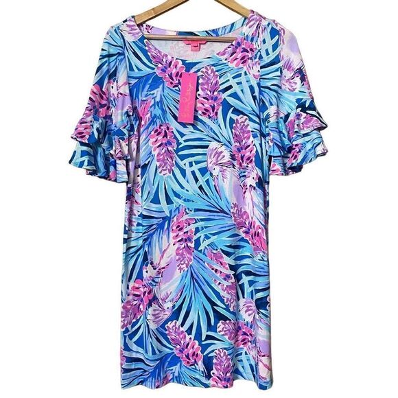 Lilly Pulitzer Dress Lula Mr. Peacock Tweethearts Blue Size XS new - Picture 1 of 15